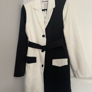 Steve Madden Black and Cream Coat blazer dress SM NWT